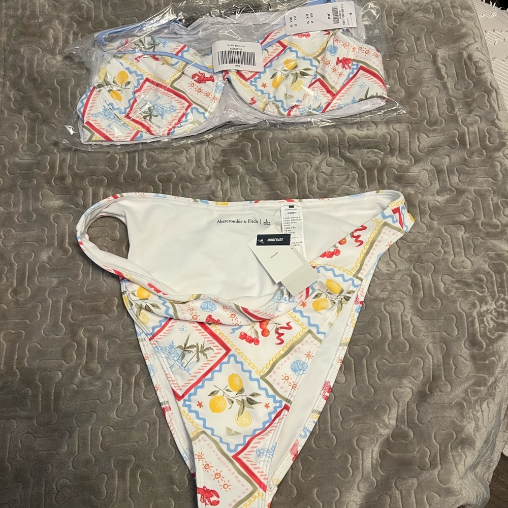 Abercrombie & Fitch White Multi Print Bikini Set